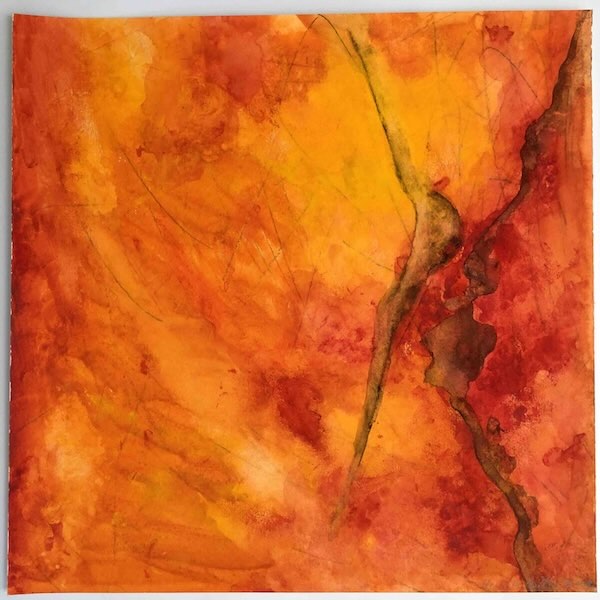 watercolour, abstract, in layers, dance, orange, red and light black