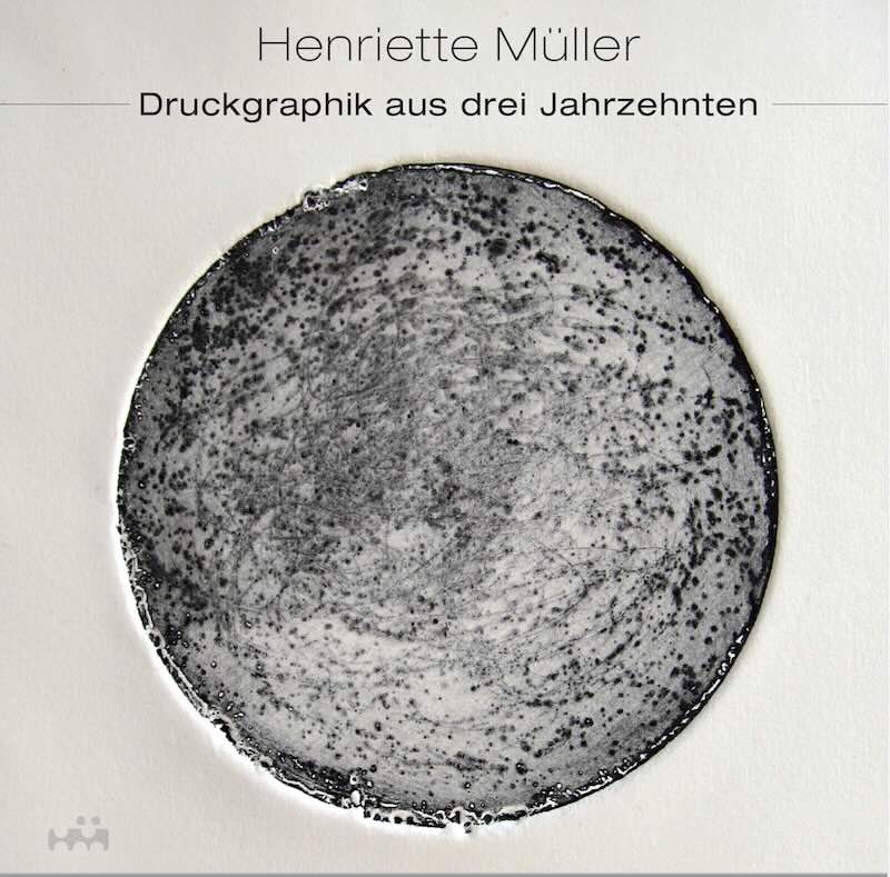 Cover of catalouge of exhibition, intaglio and lithography, showing the dry point etching The wheel, Kaltnadelradierung, Tiefdruck, Lithographie