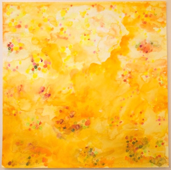 abstract art, watercolour, light, layers, orange, some yellow and brown