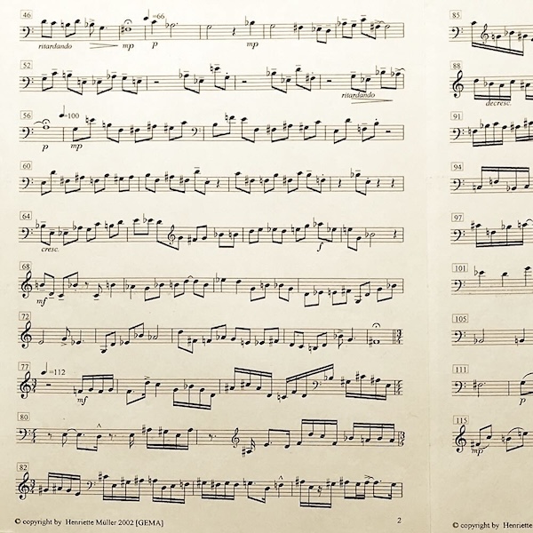 page 2 of Henriette Müller's composition Fantasie Nr. 1, version for violoncello solo